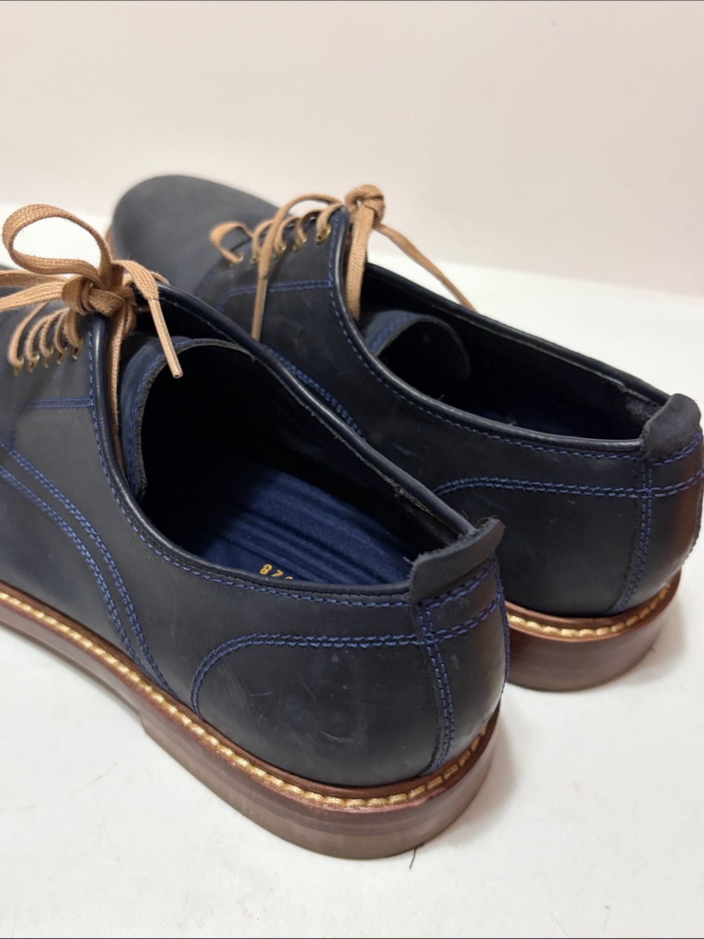 Cole Haan Men's Blue Leather Derby Shoes with Lace Up Sz 8M - Picture 10 of 11